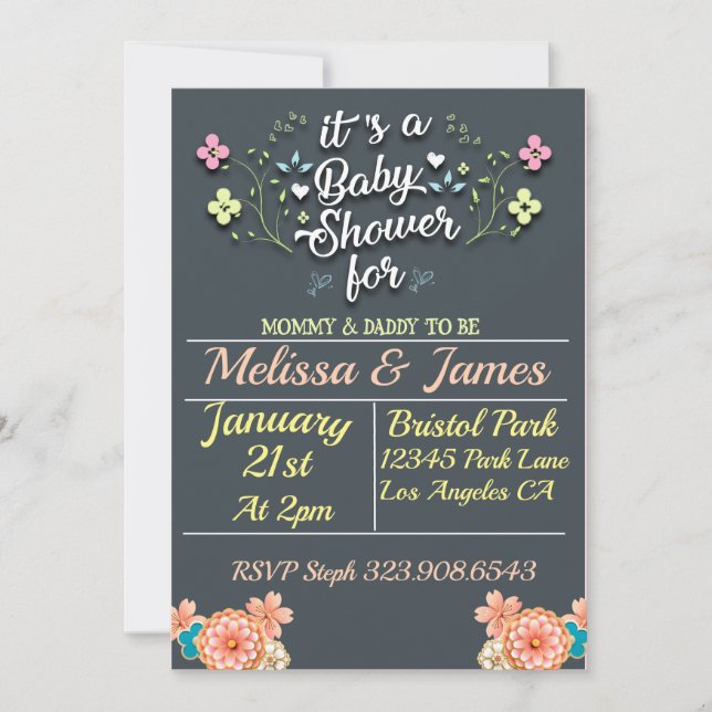 Classic Floral Baby shower invite (Front)