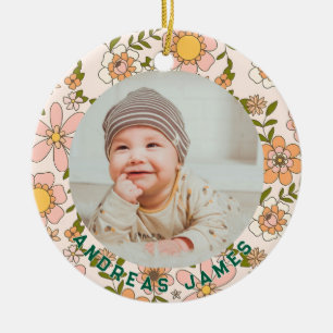 Classic Floral Baby's First Christmas Ornament