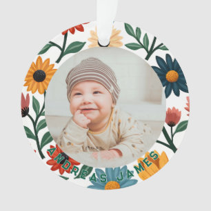 Classic Floral Baby's First Christmas Ornament