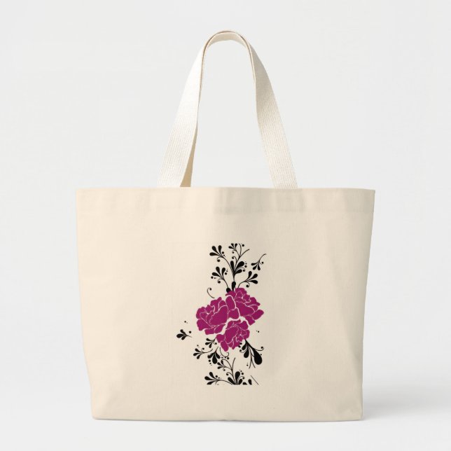 Classic Floral Bg Large Tote Bag (Front)
