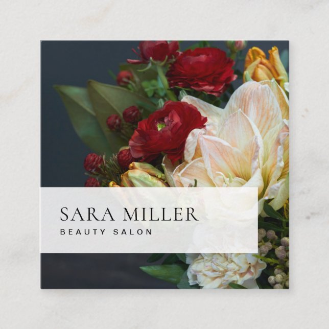 Classic Floral Bouquet Square Business Card (Front)