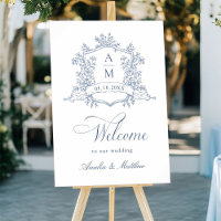 Classic Floral Crest Dusty Blue Wedding Welcome