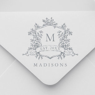 Classic Floral Crest Monogram Self-inking Stamp