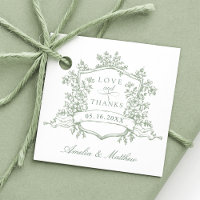 Classic Floral Crest Sage Green Love & Thanks