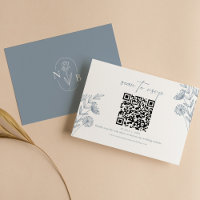 Classic Floral Dusty Blue Wedding Minimal QR Code