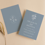 Classic Floral Dusty Blue Wedding Minimalist Invitation<br><div class="desc">Classic Floral Dusty Blue Wedding Minimalist Invitation. Easily personalise by replacing each info. Make sure to check the preview before adding to cart.</div>