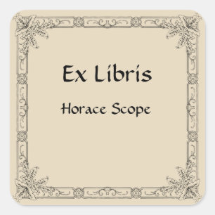 Classic Floral Flourish Frame Bookplate Square Sticker