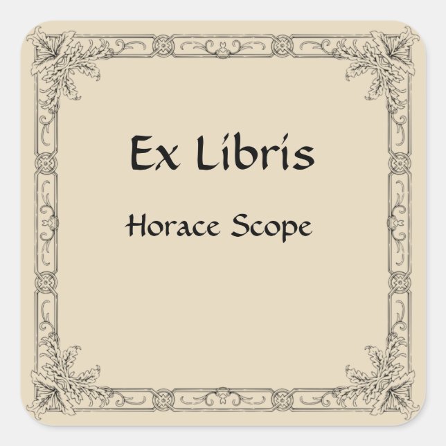 Classic Floral Flourish Frame Bookplate Square Sticker (Front)