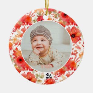 Classic Floral Frame Baby's First Christmas Ceramic Tree Decoration
