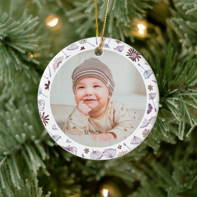 Classic Floral Frame Baby's First Christmas Ceramic Tree Decoration (Tree)