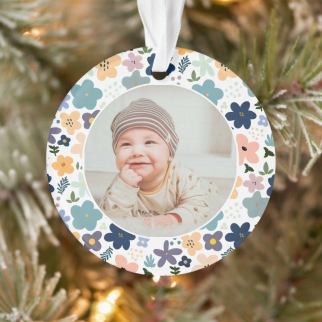 Classic Floral Frame Baby's First Christmas  Ornament (Tree)