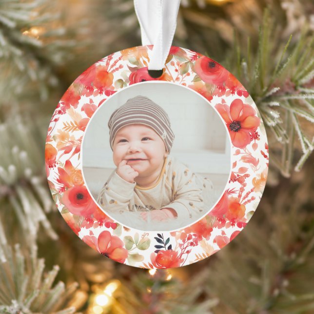Classic Floral Frame Baby's First Christmas  Ornament (Tree)