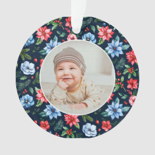 Classic Floral Frame Baby's First Christmas Ornament