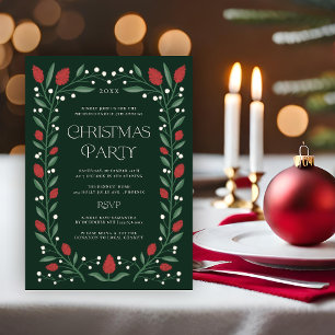 Classic Floral Frame Christmas Party Invitation