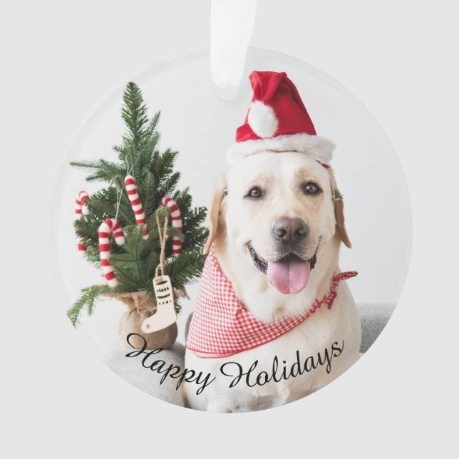 Classic Floral Frame Custom Dog Photo Christmas Or Ornament (Front)