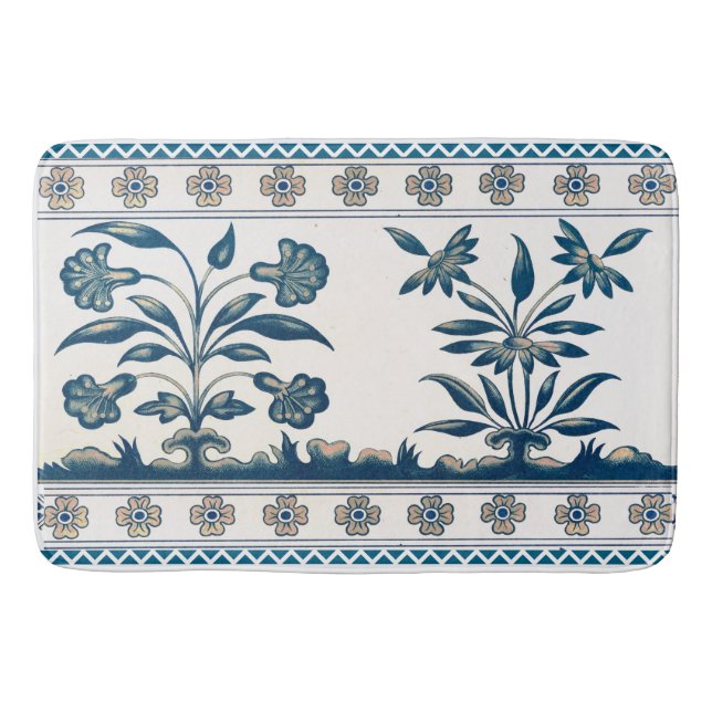 Classic Floral Ornament Print Bath Mat (Front)