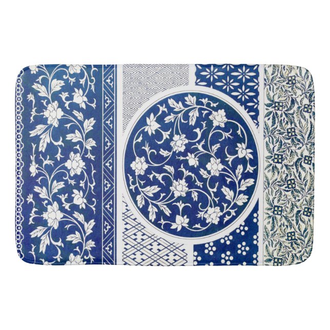 Classic Floral Ornament Print Bath Mat (Front)