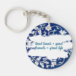 Classic Floral Ornament Print Key Ring