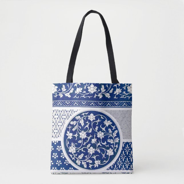 Classic Floral Ornament Print Tote Bag (Front)