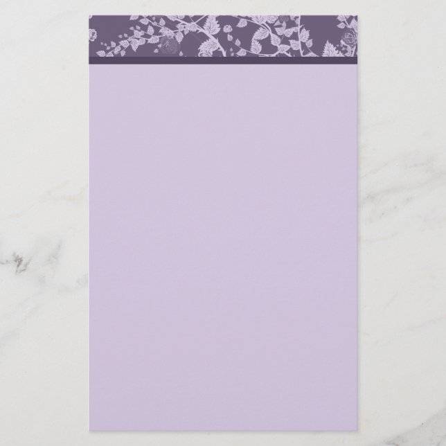 Classic Floral Purple Paper Stationery (Front)