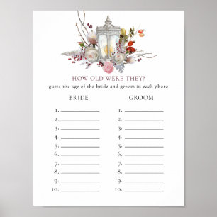 Classic Floral Roses & Lantern Bridal Shower Game Poster