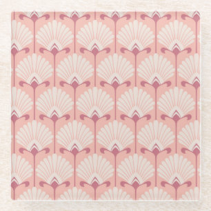 Classic Floral: Seamless Vintage Pattern Glass Coaster