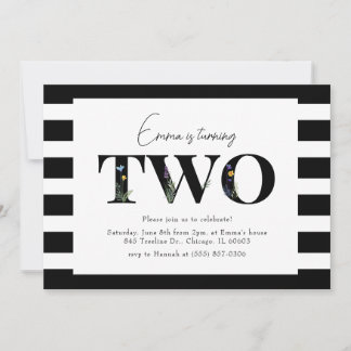 Classic Floral Second Birthday Invitation