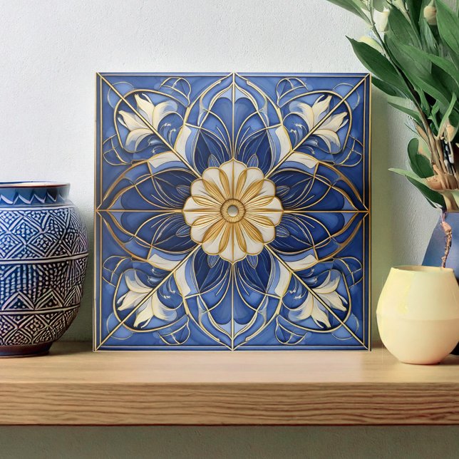 Classic Floral Tile Pat#12 Blue Yellow ID1078 (Creator Uploaded)