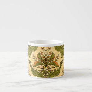 Classic floral wallpaper: stylised damask. espresso cup