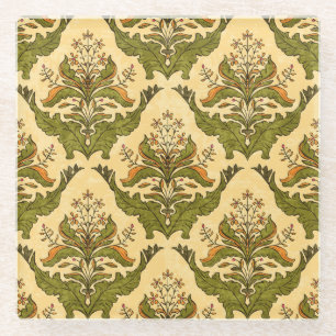 Classic floral wallpaper: stylised damask. glass coaster