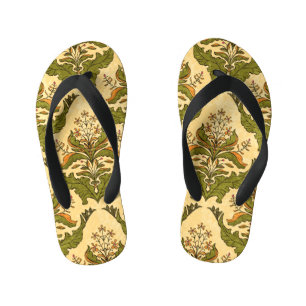 Classic floral wallpaper: stylised damask. kid's flip flops