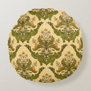 Classic floral wallpaper: stylised damask. round cushion