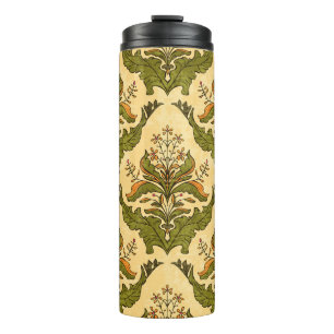 Classic floral wallpaper: stylised damask. thermal tumbler