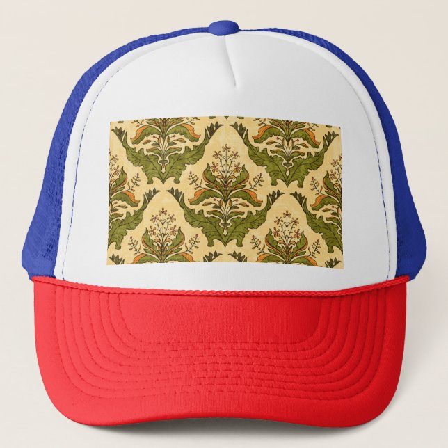 Classic floral wallpaper: stylised damask. trucker hat (Front)