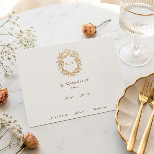 Classic Floral Wreath Monogram Wedding Enclosure Card (Creator Uploaded)