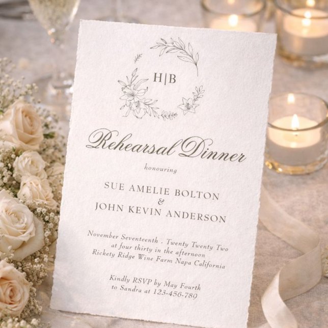 Classic Floral Wreath Monogram Wedding Invitation (Creator Uploaded)