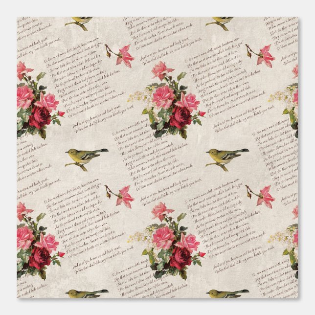 Classic Florals | Poem of Beauty | Elegant Birds Wallpaper (Front)