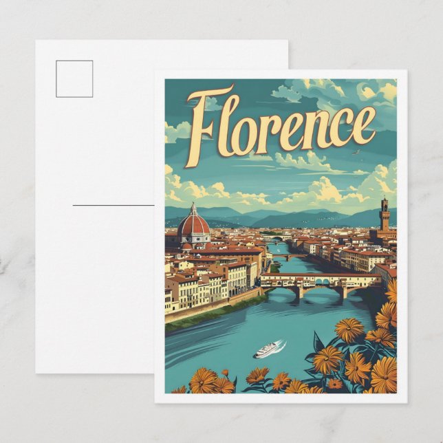 Classic Florence Italy Retro Vintage Travel Postcard (Front/Back)