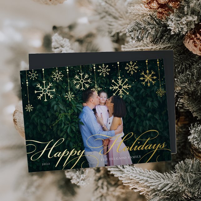 Classic Flourish | Happy Holidays Foil Holiday Card (Creator Uploaded)