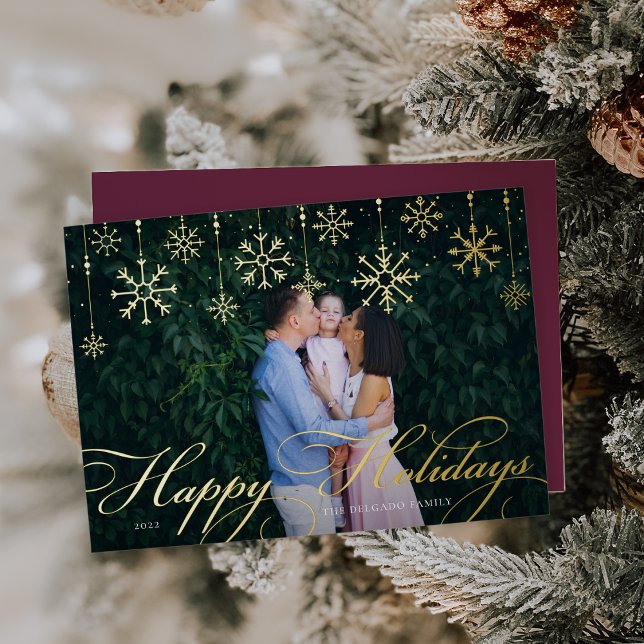 Classic Flourish | Happy Holidays Foil Holiday Card (Creator Uploaded)