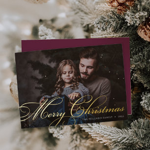 Classic Flourish   Merry Christmas Photo Foil Holiday Card