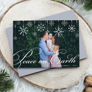 Classic Flourish   Peace on Earth Photo Holiday Card