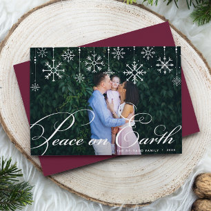 Classic Flourish   Peace on Earth Photo Holiday Card