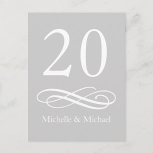Classic Flourish Table Numbers (Silver / White) Postcard
