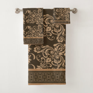 Classic Flourishes Brown Blends Bath Towel Set