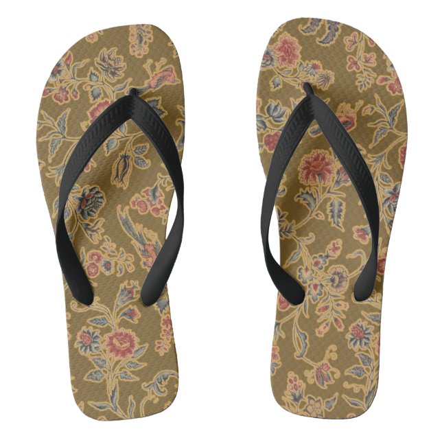 Classic Flower Chintz Pretty Soft Floral Design Flip Flops (Footbed)