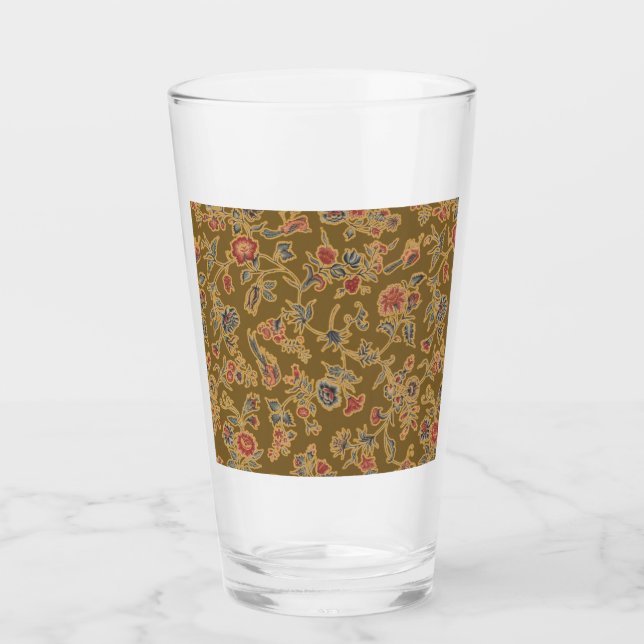 Classic Flower Chintz Pretty Soft Floral Design Glass (Front)