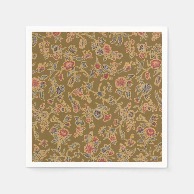 Classic Flower Chintz Pretty Soft Floral Design Napkin (Front)