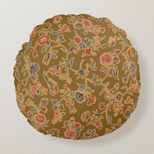 Classic Flower Chintz Pretty Soft Floral Design Round Cushion
