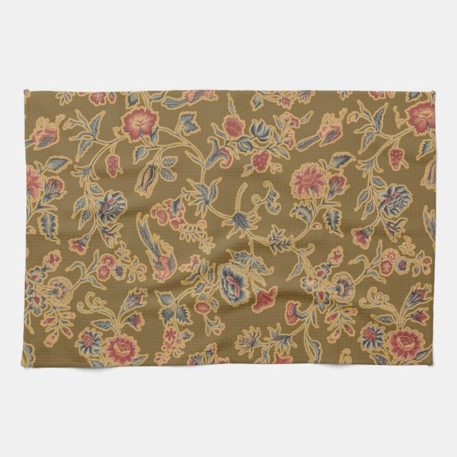 Classic Flower Chintz Pretty Soft Floral Design Tea Towel (Horizontal)